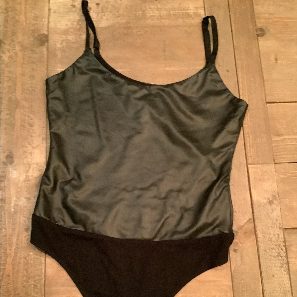 Black Faux Leather bodysuit. S